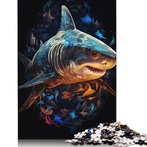 Buntes Hai-Puzzle für Erwachsene und Jugendliche, 1000 Teile, Holzpuzzle für Teenager, Geschenke, Denksportspiel, 1000 Teile (75 x 50 cm) von LMYmoney