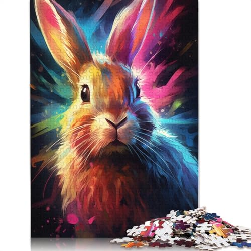Buntes Kaninchen-Malpuzzle für Erwachsene, 1000 Teile, Holzpuzzle für Erwachsene, Puzzles für Jugendliche ab 12 Jahren, (75 x 50 cm) von LMYmoney