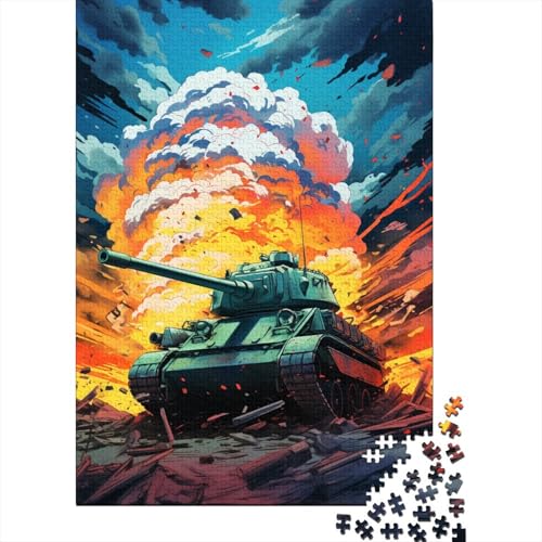 Buntes Kunst-Panzer-Puzzle, rechteckig, aus Pappe, Papier, rechteckig, Puzzle für Erwachsene und Kinder, 1000 Teile (75 x 50 cm) von LMYmoney