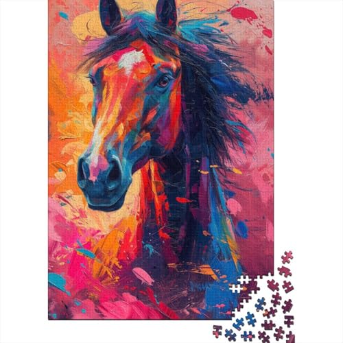 Buntes Kunst-Puzzle mit Pferden, 1000 Teile, für Erwachsene und Jugendliche ab 12 Jahren, 1000 Teile (38 x 26 cm) von LMYmoney