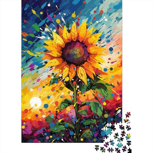 Buntes Kunst-Sonnenblumen-Puzzle, 100% recycelter Karton, 100% recycelter Karton, Puzzle für Jungen oder Mädchen, 1000 Teile (75 x 50 cm) von LMYmoney