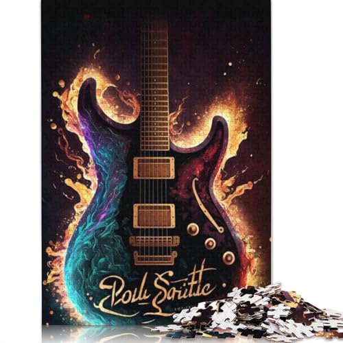 Buntes Kunstgitarren-Puzzle für Erwachsene und Jugendliche, 1000 Teile, Holzpuzzles für Teenager, Geschenke, Denksportspiel, 1000 Teile (75 x 50 cm) von LMYmoney