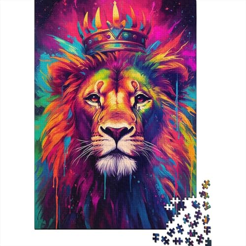 Buntes Löwengemälde, 1000 Teile, Holzpuzzle für Erwachsene, Puzzle, Lernspiel, Herausforderungsspielzeug, 1000 Teile (38 x 26 cm) von LMYmoney