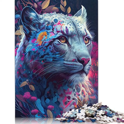Buntes Schneeleoparden-Puzzle, schwierige Herausforderung, 100% recycelter Karton, Puzzle für Kinder ab 12 Jahren, 1000 Teile (26 x 38 cm) von LMYmoney