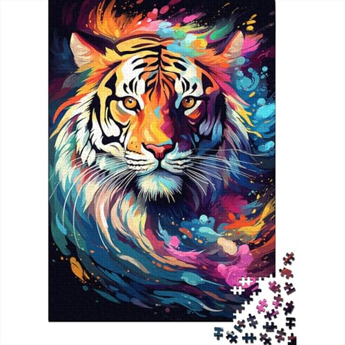 Buntes Tiger-Kunst-Puzzle, herausfordernd und knifflig, 100% recycelter Karton, Puzzle für Erwachsene, Teenager, Geburtstagsgeschenk, 1000 Teile (75 x 50 cm) von LMYmoney