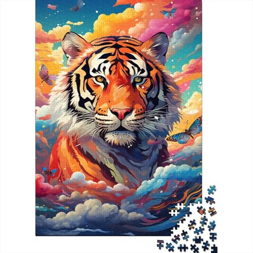 Buntes Tiger-Puzzle, 100% recycelter Karton, 100% recycelter Karton, Puzzle für Jungen oder Mädchen, 1000 Teile (38 x 26 cm) von LMYmoney