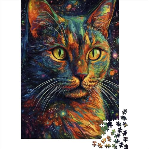 Buntes Weltraumkatzen-Puzzle für Erwachsene und Jugendliche, 1000 Teile, Holzpuzzle für Erwachsene, Puzzles für Jugendliche ab 12 Jahren, (38 x 26 cm) von LMYmoney