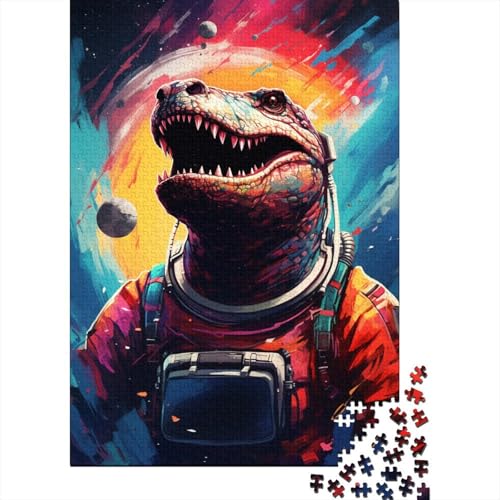 Buntes künstlerisches Astronauten-Krokodil-Puzzle, 100% recyceltes Kartonpapier, rechteckiges Puzzle für Erwachsene und Kinder, 1000 Teile (38 x 26 cm) von LMYmoney