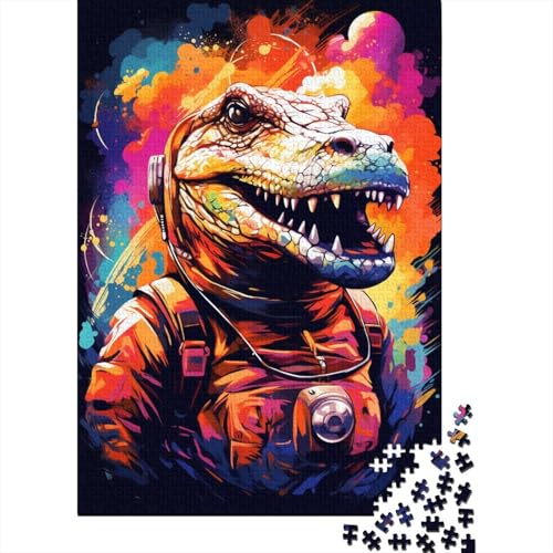 Buntes künstlerisches Astronauten-Krokodil-Puzzle, Familienspaß, rechteckiges Papierpuzzle für Kinder und Erwachsene, Geburtstagsgeschenk, 1000 Teile (75 x 50 cm) von LMYmoney