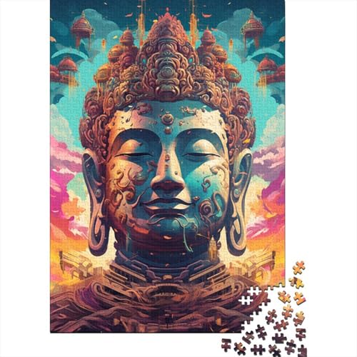 Buntes künstlerisches Buddha-Statuen-Puzzle, Dekompressionsspielzeug, 100% recycelter Karton, Puzzle für Erwachsene und Teenager, 1000 Teile (75 x 50 cm) von LMYmoney