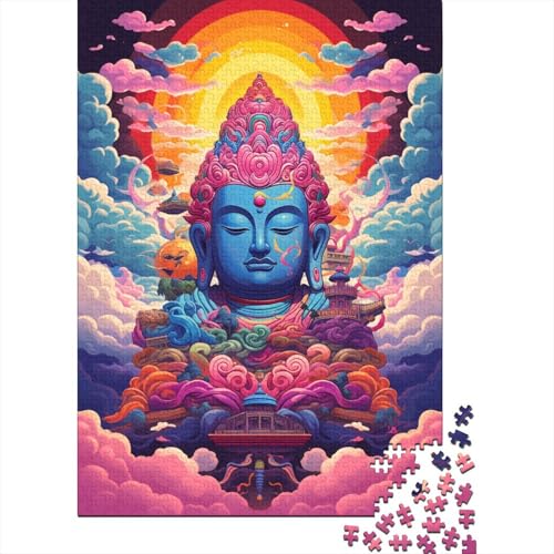 Buntes künstlerisches Buddha-Statuen-Puzzle, Lernspiele, Familienaktivitäten, Premium-Karton-Puzzle für Frauen und Männer, 1000 Teile (75 x 50 cm) von LMYmoney