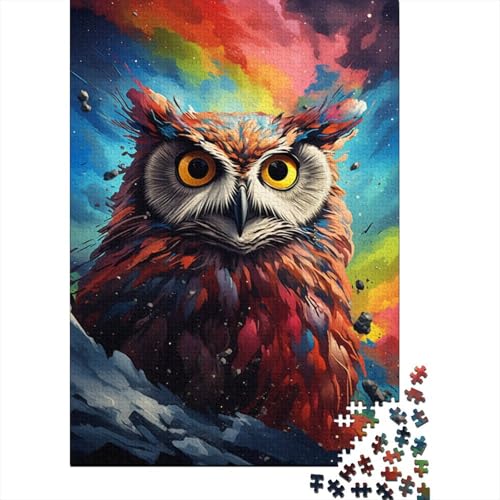 Buntes künstlerisches Eulen-Puzzle, schwierige Herausforderung, 100% recycelter Karton, Puzzle für Kinder und Erwachsene, 1000 Teile (75 x 50 cm) von LMYmoney