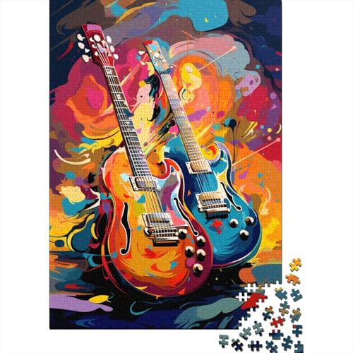 Buntes künstlerisches Gitarren-Puzzle, 100% recyceltes Kartonpapier, rechteckiges Puzzle für Erwachsene und Kinder, 1000 Teile (75 x 50 cm) von LMYmoney