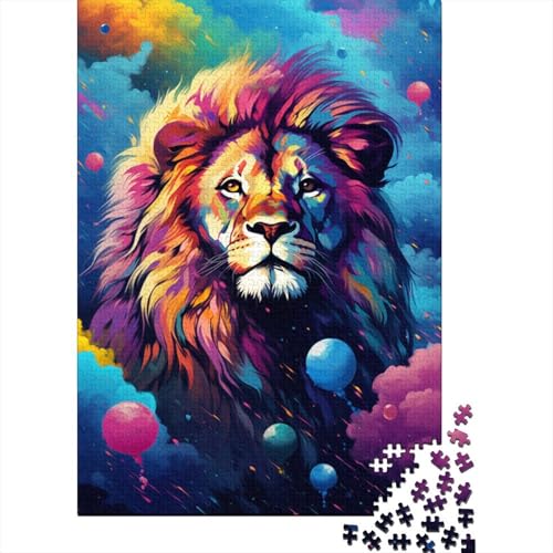 Buntes künstlerisches Löwen-Puzzle, kreative Spiele, Premium-Karton-Puzzle für Frauen und Männer, Geburtstagsgeschenk, 1000 Teile (75 x 50 cm) von LMYmoney