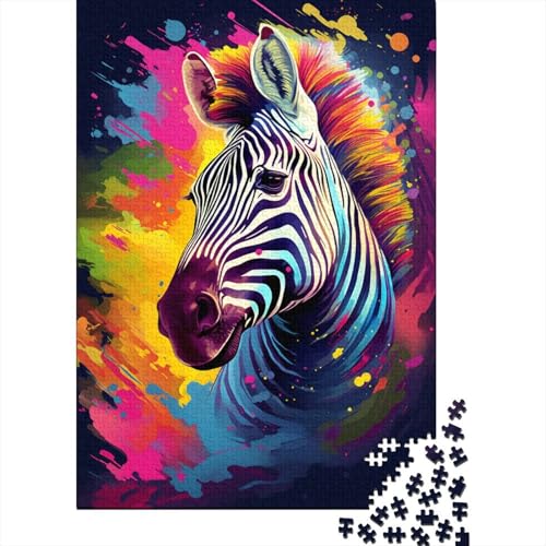 Buntes künstlerisches Zebra-Puzzle, hochwertiges, 100% recyceltes Papppapier, rechteckiges Puzzle für Erwachsene und Teenager, einzigartiges Geschenk, 1000 Teile (75 x 50 cm) von LMYmoney