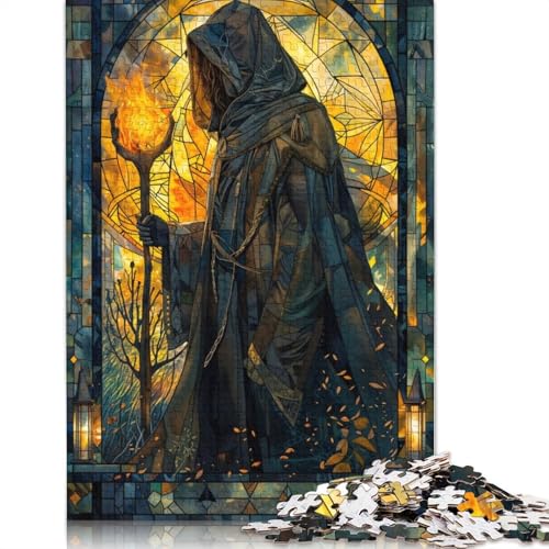 Buntglas-Feuerzauberer-Puzzle für Erwachsene, 520 Teile, 100% recycelte Holzplatte, Denkpuzzles für Erwachsene, für Jungen oder Mädchen, 520 Teile (52 x 38 cm) von LMYmoney