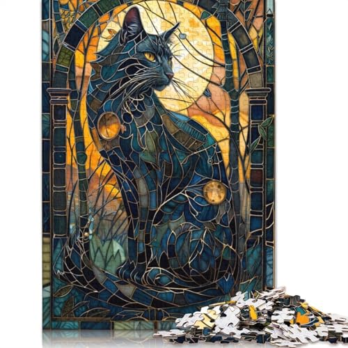 Buntglas-Katzen-Puzzle für Erwachsene, Spielzeug, Lernspiel, schwierige Puzzles für Kinder ab 12 Jahren, 520 Teile (52 x 38 cm) von LMYmoney