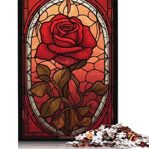 Buntglas-Rosen-Puzzle für Erwachsene, kreative Spiele, Puzzle-Geschenk für Jungen oder Mädchen, 520 Teile (52 x 38 cm) von LMYmoney