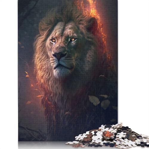 Burning Fantasy Lion Puzzle 1000-teilige Schwer Puzzle Spielzeug Lernspiel Impossible Herausforderung Spielzeug Für Erwachsene Kinder 1000pcs (38x26cm) von LMYmoney