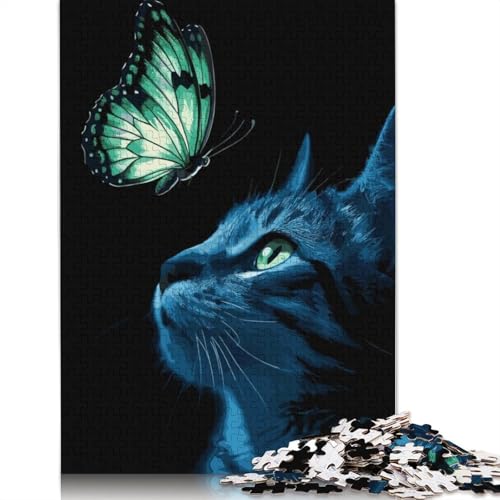 Butterfly and Cat Puzzle 1000-teilige Schwer Puzzle Spielzeug Lernspiel Impossible Herausforderung Spielzeug Für Erwachsene Und Kinder Ab 12 Jahren 1000pcs (38x26cm) von LMYmoney