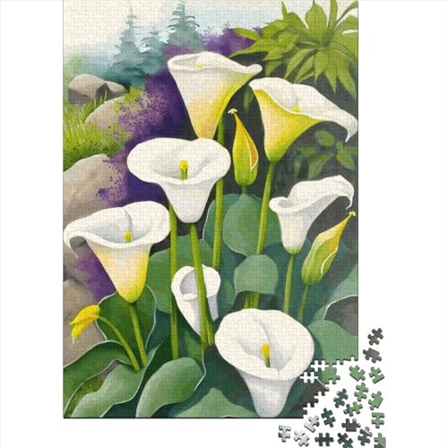 Calla Lily Flower Puzzle 1000 Teile Schwer Puzzle Spielzeug Lernspiel Impossible Herausforderung Spielzeug Für Erwachsene Und Kinder Ab 14 Jahren 1000pcs (38x26cm) von LMYmoney
