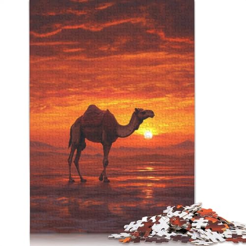 Camel Sunset Puzzles 1000 Teile Schwer Puzzle Spielzeug Lernspiel Impossible Herausforderung Spielzeug Für Erwachsene Kinder 1000pcs (75x50cm) von LMYmoney