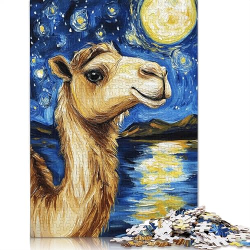 Camel Under Starry Night Puzzle 1000-teilige Schwer Puzzle Spielzeug Lernspiel Impossible Herausforderung Spielzeug Für Erwachsene Und Kinder Ab 14 Jahren 1000pcs (75x50cm) von LMYmoney
