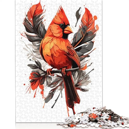 Cardinals Bird Puzzle 1000-teilige Schwer Puzzle Spielzeug Lernspiel Impossible Herausforderungsspielzeug Für Erwachsene Und Kinder Ab 14 Jahren 1000pcs (38x26cm) von LMYmoney