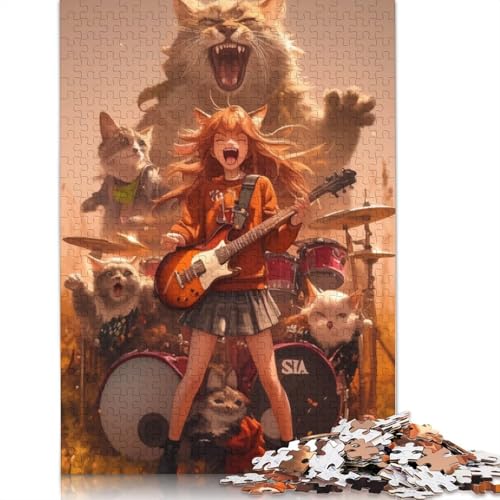 Cat Band Rock Puzzles 1000 Teile Schwer Puzzle Spielzeug Pädagogisches Spiel Impossible Herausforderungsspielzeug Für Erwachsene Kinder 1000pcs (38x26cm) von LMYmoney