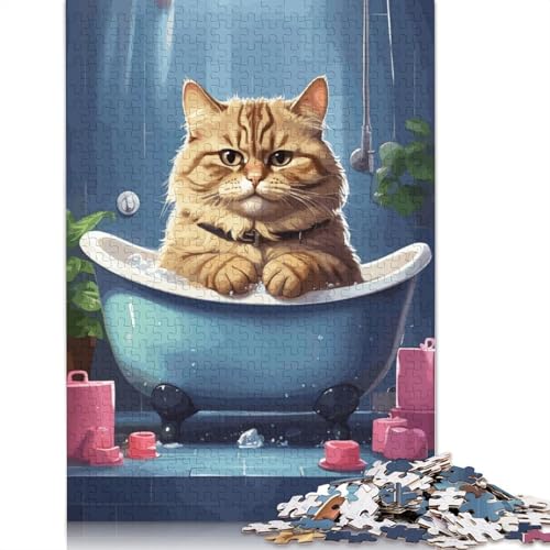 Cat Bathtub Puzzle 1000-teilige Schwer Puzzle Spielzeug Pädagogisches Spiel Impossible Herausforderungsspielzeug Für Erwachsene Kinder 1000pcs (75x50cm) von LMYmoney