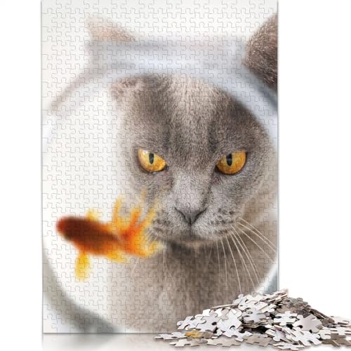 Cat Fish Puzzle 1000 Teile Schwer Puzzle Spielzeug Lernspiel Impossible Herausforderung Spielzeug Für Erwachsene Und Kinder in Bewährter 1000pcs (38x26cm) von LMYmoney