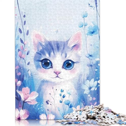 Cat Flower Puzzles 1000 Teile Schwer Puzzle Spielzeug Lernspiel Impossible Herausforderungsspielzeug Für Erwachsene Und Kinder Ab 12 Jahren 1000pcs (38x26cm) von LMYmoney