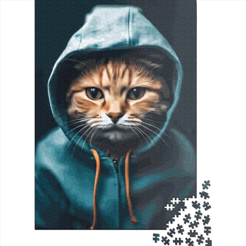 Cat Hoodie Puzzle 1000-teilige Schwer Puzzle Spielzeug Lernspiel Impossible Herausforderungsspielzeug Für Erwachsene Und Kinder Ab 14 Jahren 1000pcs (75x50cm) von LMYmoney