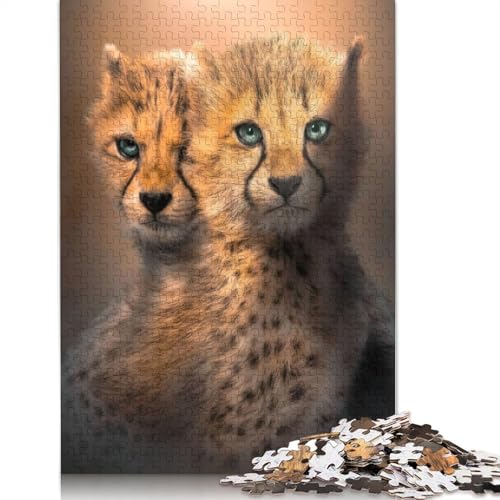 Cheetah Cubs Puzzles 1000 Teile Schwer Puzzle Spielzeug Lernspiel Impossible Herausforderungsspielzeug Für Erwachsene Und Kinder Ab 12 Jahren 1000pcs (38x26cm) von LMYmoney