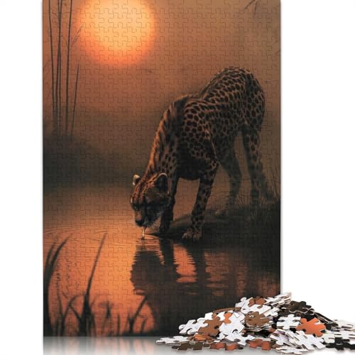 Cheetah Oasis Puzzle 1000 Teile Schwer Puzzle Spielzeug Pädagogisches Spiel Impossible Herausforderung Spielzeug Für Erwachsene Kinder 1000pcs (38x26cm) von LMYmoney