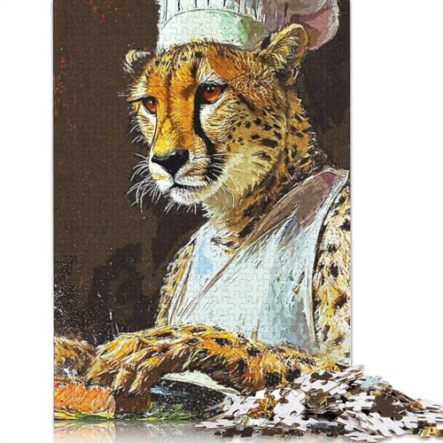 Chef Leopard Puzzle 1000-teilige Schwer Puzzle Spielzeug Lernspiel Impossible Herausforderungsspielzeug Für Erwachsene Kinder 1000pcs (38x26cm) von LMYmoney