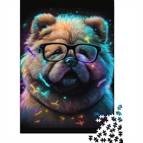 Chow-Chow mit Brille, Puzzle, 100% recycelter Karton, 100% recycelter Karton, Puzzle für Jungen oder Mädchen, 1000 Teile (38 x 26 cm) von LMYmoney