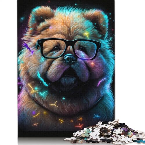 Chow-Chow mit Brille, Puzzle, Entspannungs-Herausforderungsspielzeug, Premium-Puzzle aus Karton für Erwachsene und Kinder, 1000 Teile (75 x 50 cm) von LMYmoney