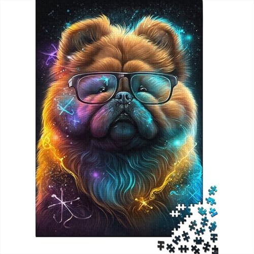 Chow-Chow mit Brille, Puzzle, freundliche Materialien, 100% recycelter Karton, Puzzle für Frauen und Männer, einzigartiges Geschenk, 1000 Teile (38 x 26 cm) von LMYmoney