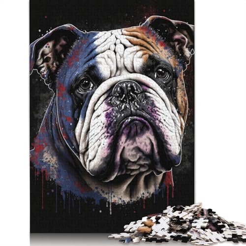 Colourful Art Bulldogs Puzzle, 100% Recyclingkarton, 100% Recyclingkarton, Puzzle für Jungen oder Mädchen, 1000 Teile (75 x 50 cm) von LMYmoney