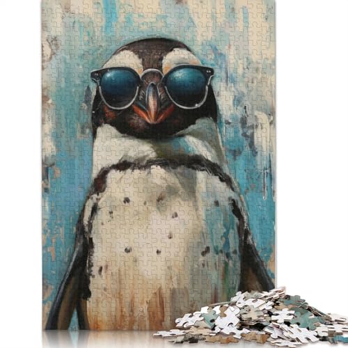 Cool Penguin Sunglasses Puzzle 1000 Teile Schwer Puzzle Spielzeug Lernspiel Impossible Herausforderungsspielzeug Für Erwachsene Und Kinder Ab 14 Jahren 1000pcs (75x50cm) von LMYmoney