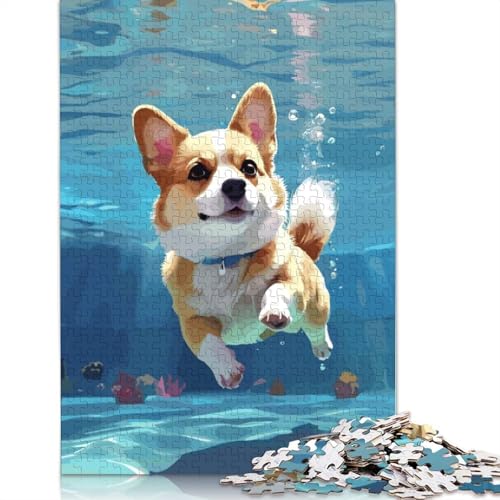 Corgi Dog Swimming Puzzles 1000 Teile Schwer Puzzle Spielzeug Lernspiel Impossible Herausforderung Spielzeug Für Erwachsene Und Kinder Ab 14 Jahren 1000pcs (75x50cm) von LMYmoney