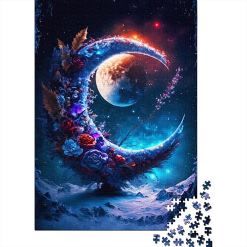 Cosmic Dream Moon 1000-teiliges Holzpuzzle für Erwachsene, Puzzle, Lernspiel, Herausforderungsspielzeug, 1000 Teile (38 x 26 cm) von LMYmoney