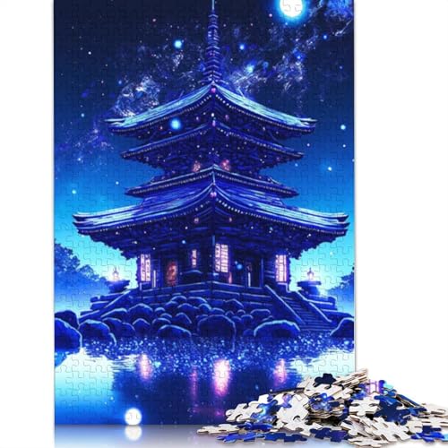 Cosmic Japanese Temple 1000-teiliges Puzzle für Teenager, Geschenke, Holzpuzzle, Puzzle für Erwachsene, Lernspiele für Zuhause, DIY-Spielzeug, 1000 Teile (75 x 50 cm) von LMYmoney