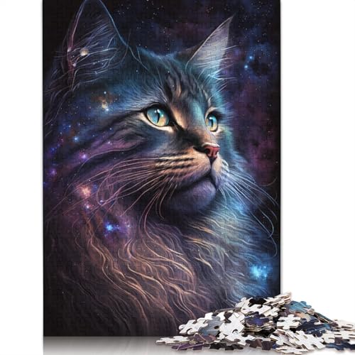 Cosmic Maine Coon Cat Puzzle für Erwachsene und Jugendliche, 1000 Teile, Holzpuzzle für Erwachsene, Puzzles für Jugendliche ab 12 Jahren, (75 x 50 cm) von LMYmoney