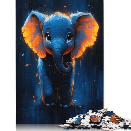 Cute Baby Elephant Painting Puzzles 1000 Teile Schwer Puzzle Spielzeug Lernspiel Impossible Herausforderungsspielzeug Für Erwachsene Und Kinder Ab 14 Jahren 1000pcs (75x50cm) von LMYmoney