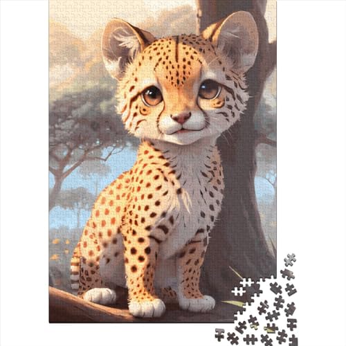 Cute Cheetah Puzzles 1000 Teile Schwer Puzzle Spielzeug Lernspiel Impossible Herausforderungsspielzeug Für Erwachsene Kinder 1000pcs (75x50cm) von LMYmoney