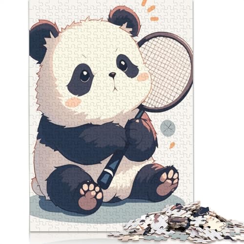 Cute Panda with Tennis Racket Puzzle 1000 Teile Schwer Puzzle Spielzeug Lernspiel Impossible Herausforderung Spielzeug Für Erwachsene Und Kinder Ab 14 Jahren 1000pcs (75x50cm) von LMYmoney