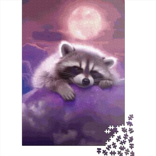 Cute Raccoon Puzzles 1000 Teile Schwer Puzzle Spielzeug Lernspiel Impossible Herausforderungsspielzeug Für Erwachsene Kinder 1000pcs (75x50cm) von LMYmoney
