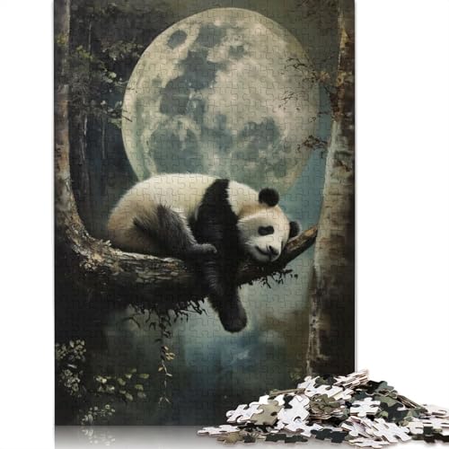 Cute Sleeping Panda Moon Puzzle 1000 Teile Schwer Puzzle Spielzeug Lernspiel Impossible Herausforderung Spielzeug Für Erwachsene Und Kinder in Bewährter 1000pcs (38x26cm) von LMYmoney
